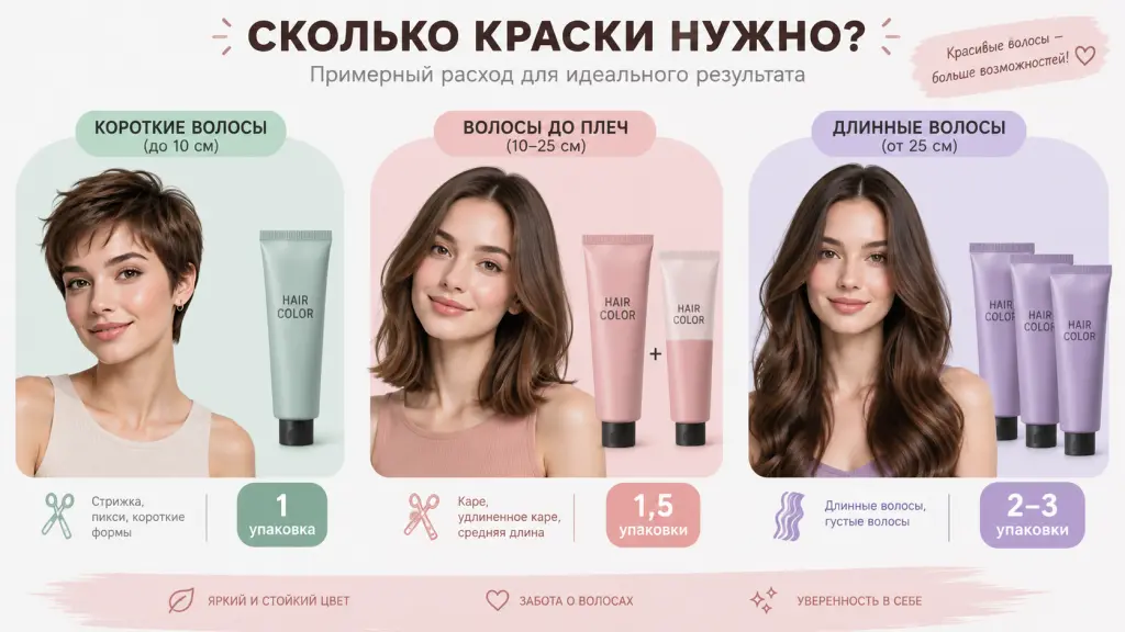 Сколько состава нужно на разную длину волос Сколько состава нужно на разную длину волос